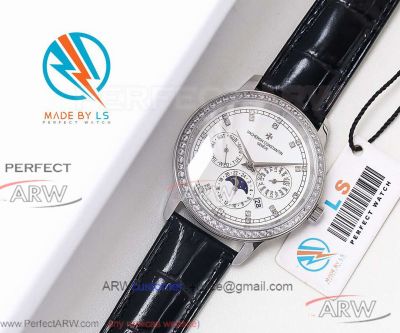 LS Factory Vacheron Constantin Traditionnelle Moonphase Diamond Bezel White Dial 40mm 9100 Watch 
